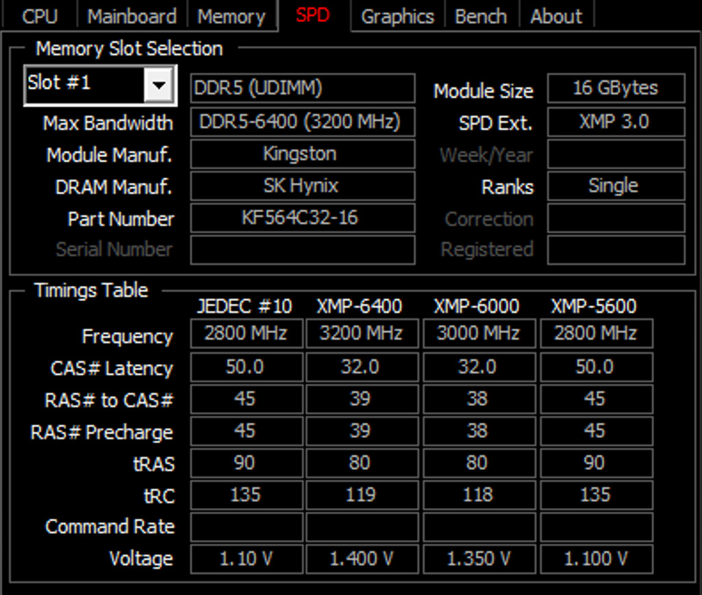 Kingston 32GB DDR5 6400mhz CL32 Hynix A-DIE