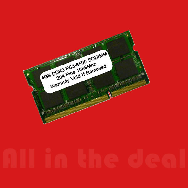 4GB SODIMM DDR3 Laptop PC3 8500 1066MHz 1066 204 pins Ram Memory