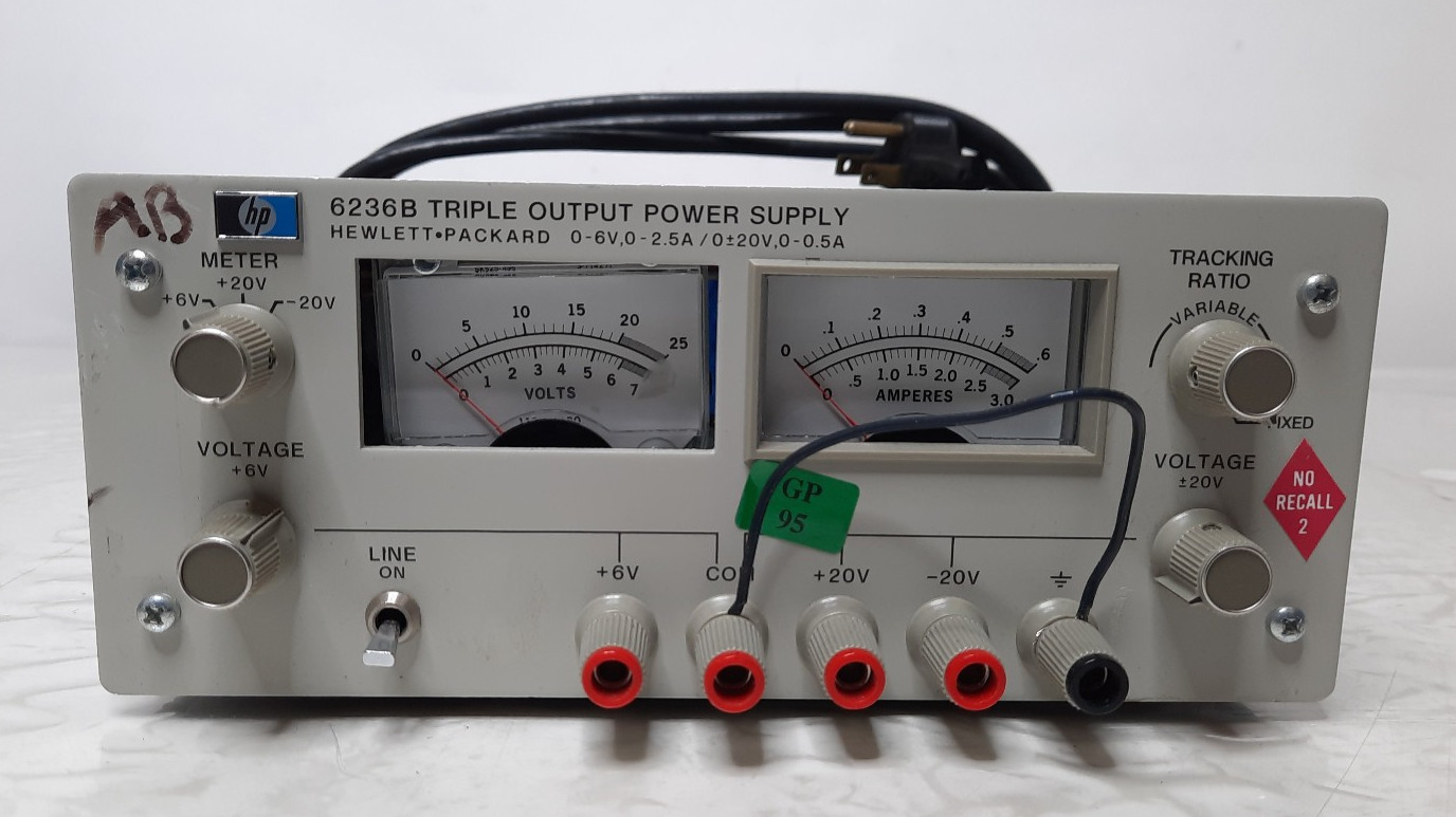 HP 6236B Triple Output Power Supply 0-6V 0-2.5A/0+/- 20V 0-0.5A
