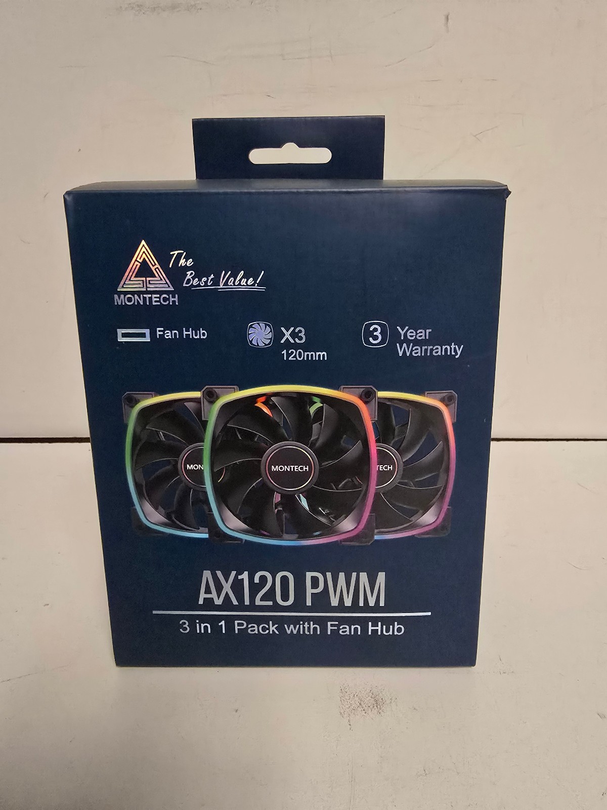 Montech AX120 Rifle Dynamic Bearing 120mm Case Fan – 3 Pack Black RGB