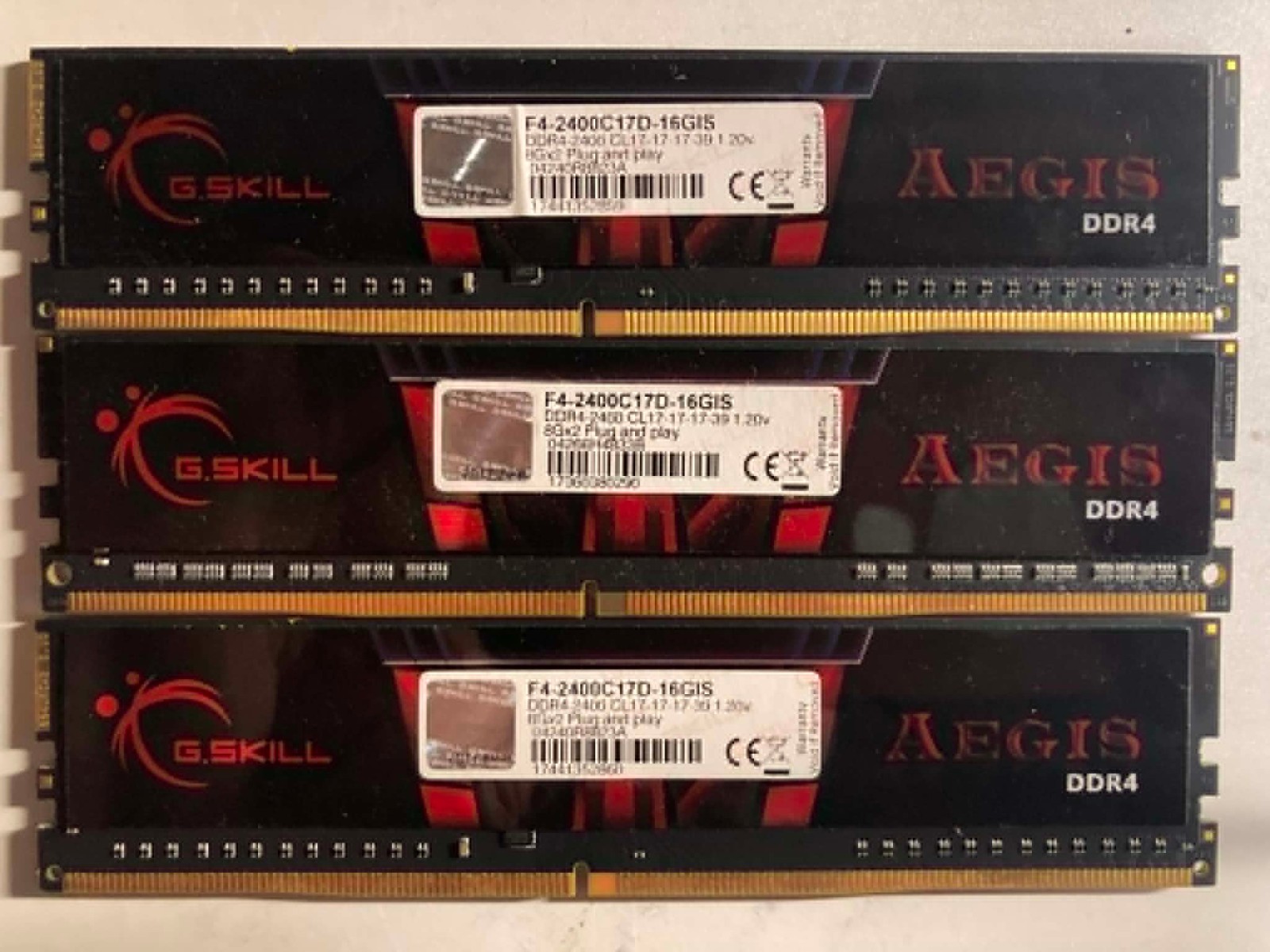 3x G.Skill Aegis 8GB DDR4-2400 PC419200 F4-2400C17D-16GIS RAM Memory – Free Ship