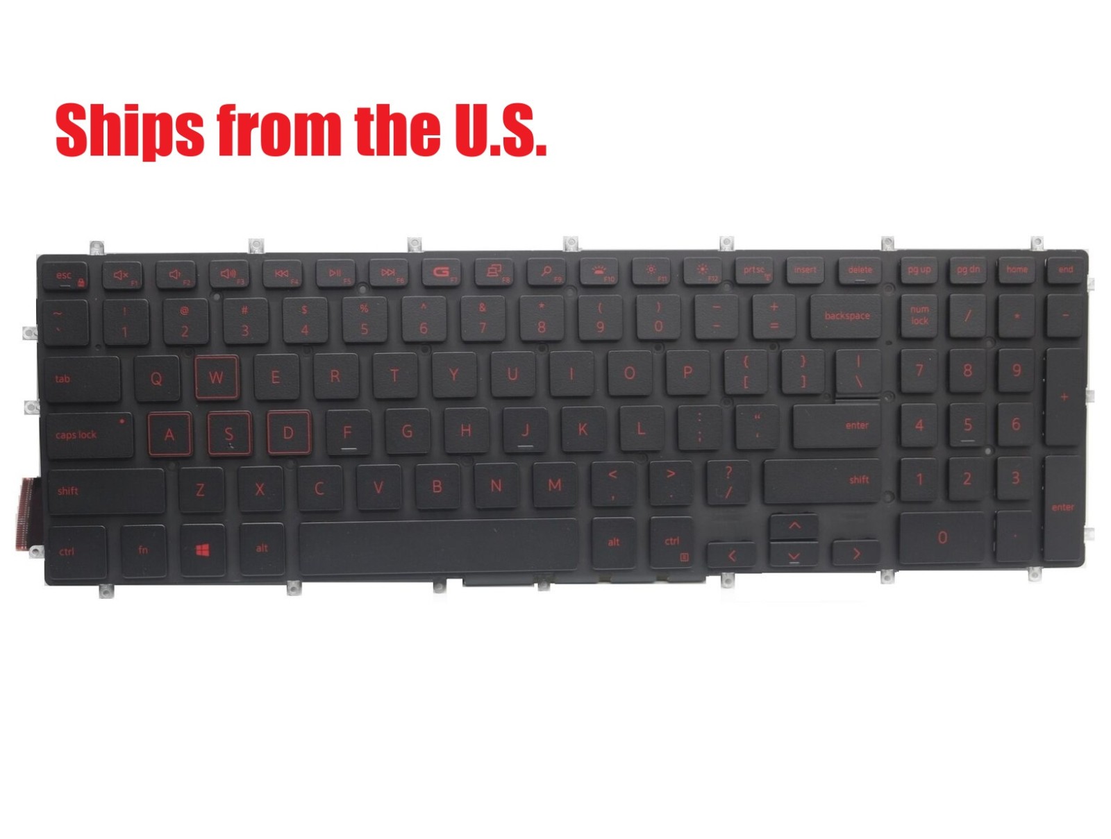 For Dell G5 5587 US Keyboard Backlit Original Red Word