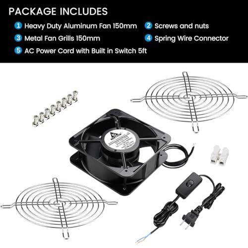 AXIAL Fan 15050 110V 120V AC 150mm x 150mm x 50mm Fan Ventilation Exhaust Pro…