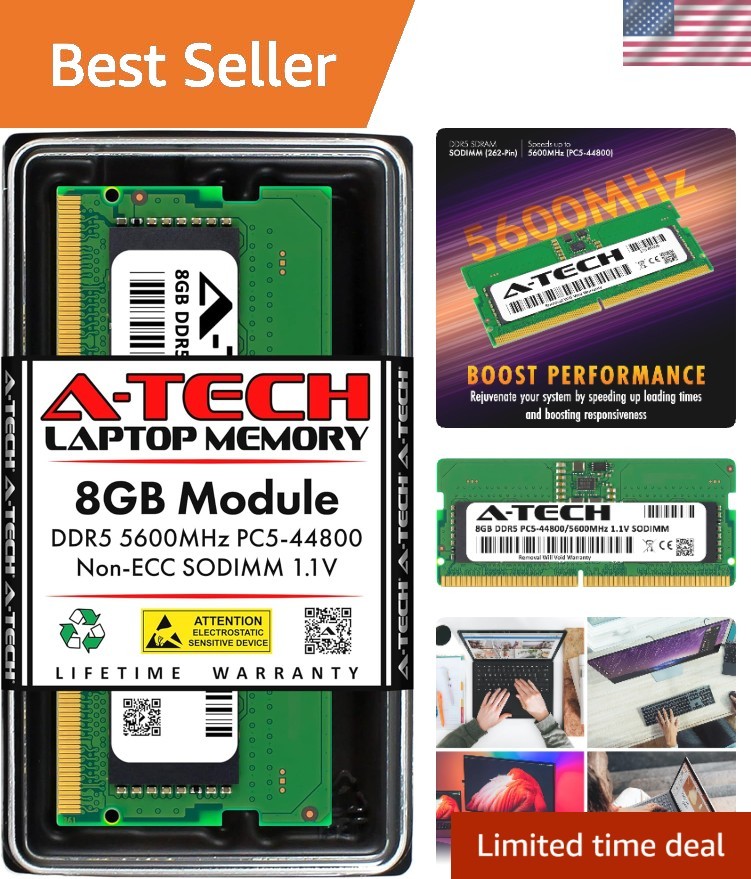 8GB 5600MHz PC5-44800 CL46 SODIMM 1.1V Non-ECC Unbuffered SO-DIMM 262-Pin Lap…