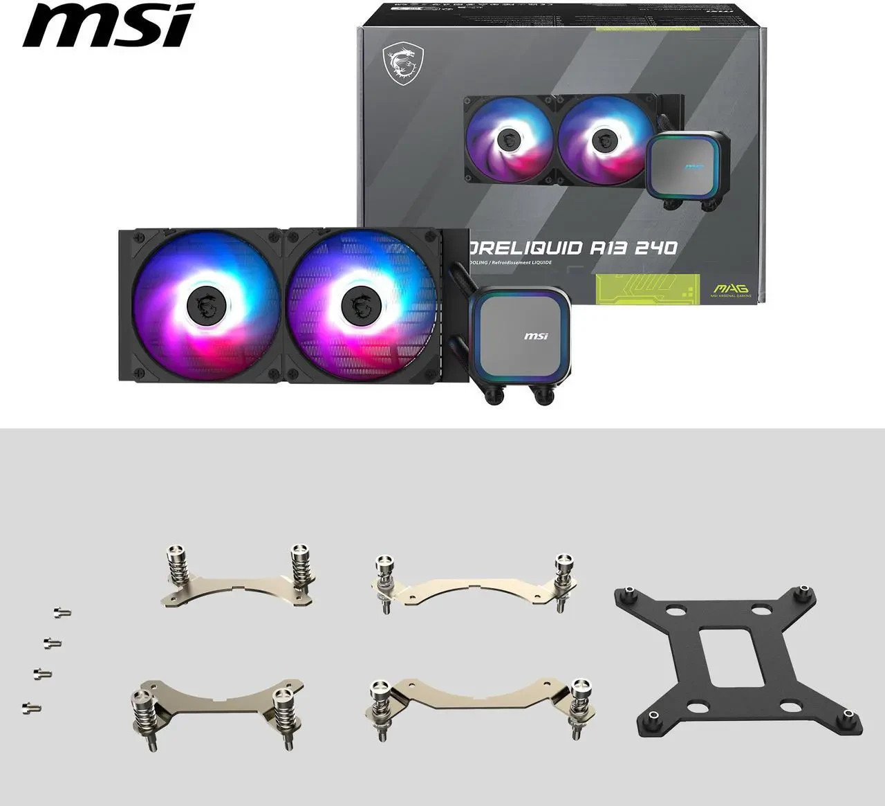 MSI MAG Coreliquid A13 240 Black RGB AIO Liquid Cooling 240mm Radiator (New)