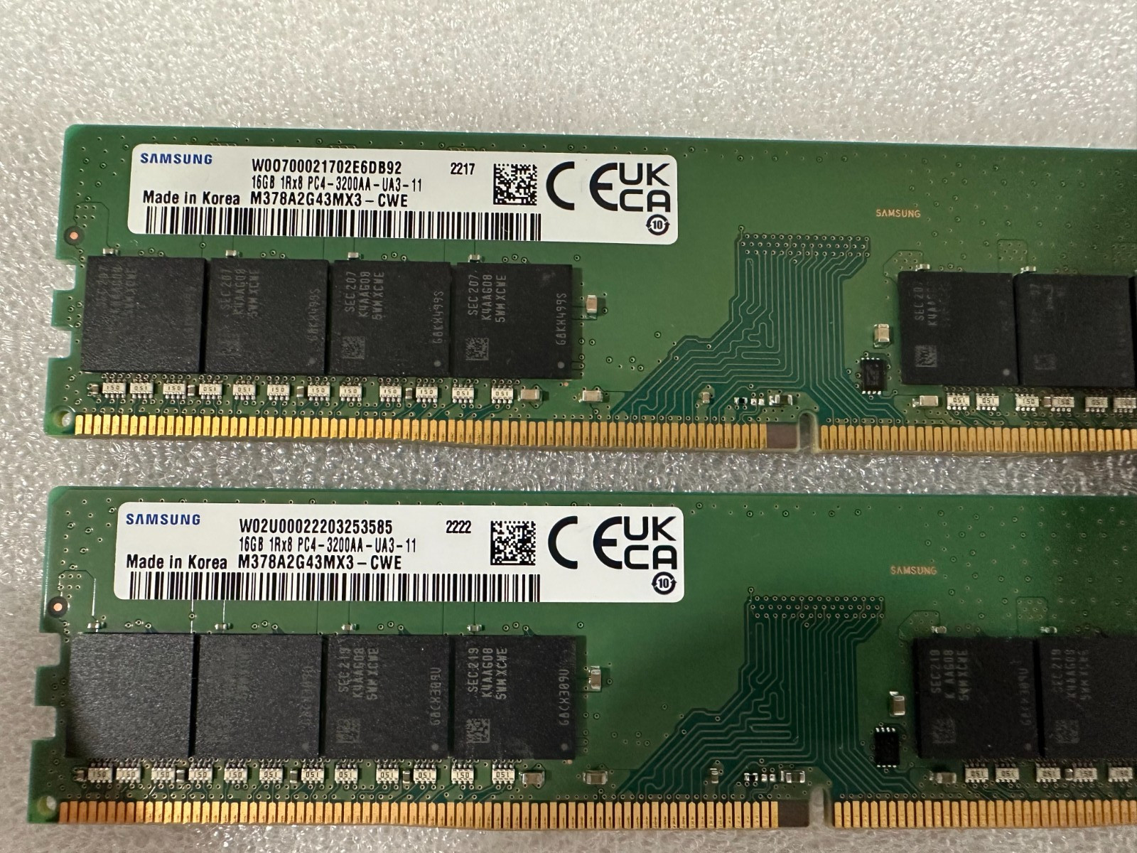 Samsung 32GB Kit 2x 16GB 1RX8 PC4-3200AA UDIMM Desktop Memory M378A2G43MX3-CWE