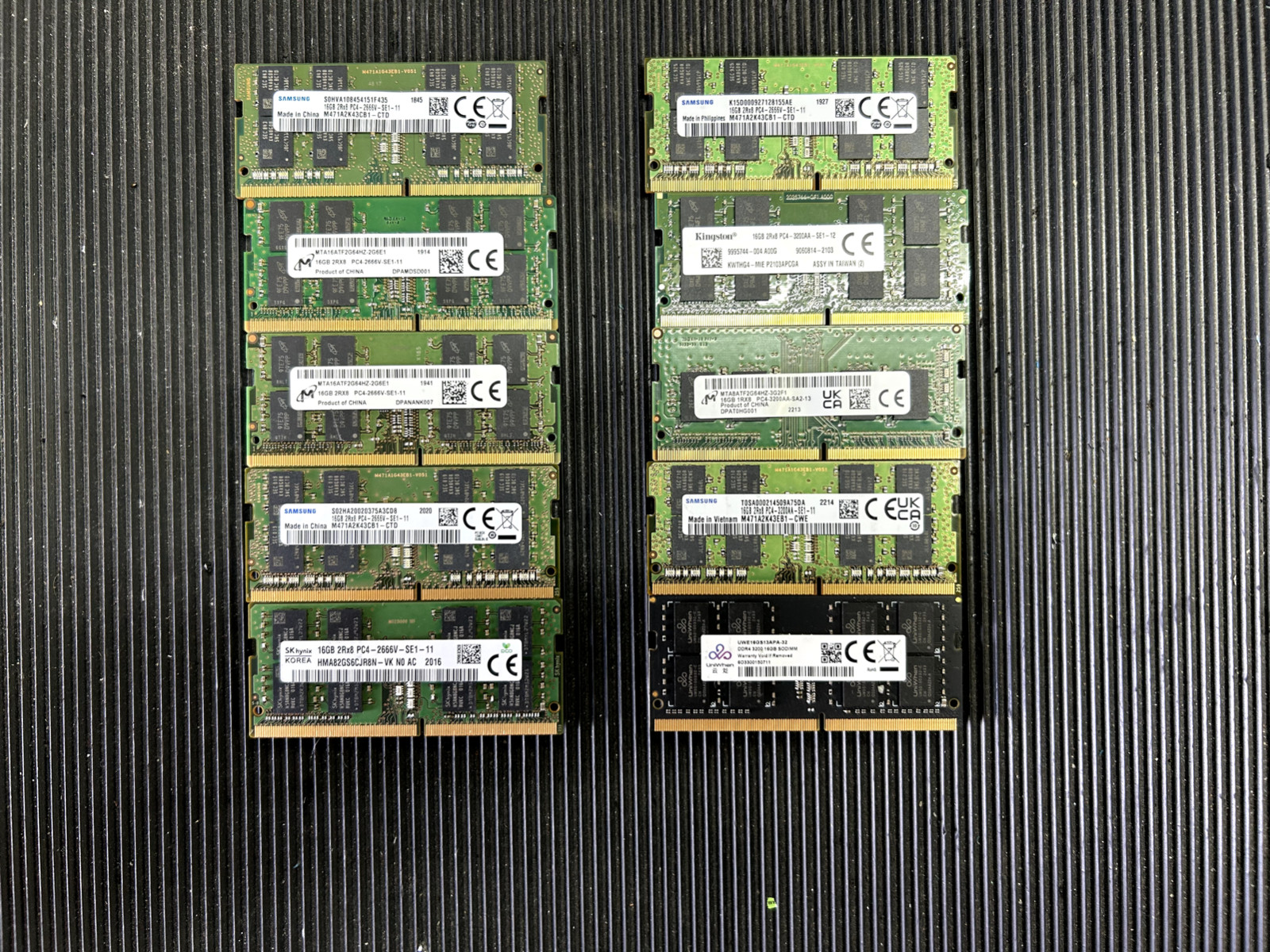 Lot of 10 DDR4 16GB PC4 Laptop Memory RAM Mixed Brands 2666v 3200aa