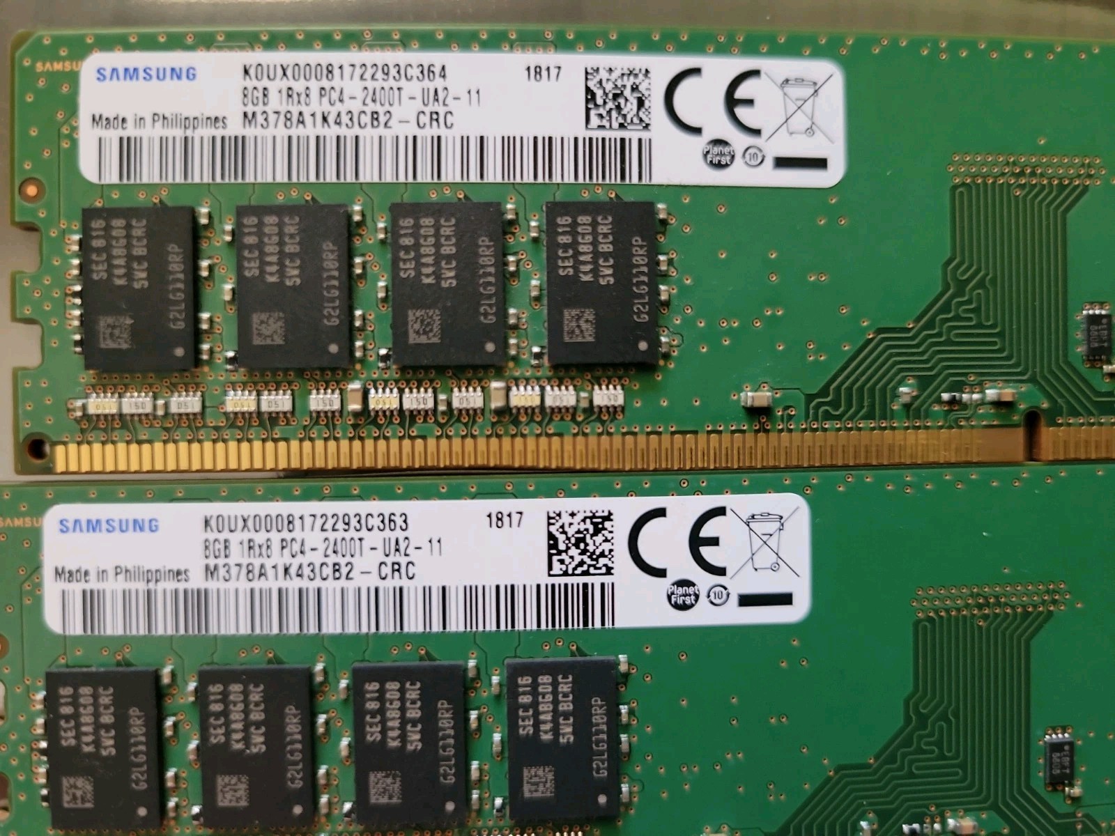 Samsung 16GB(2x8gb) DDR4 2400MHz PC4-2400T 288-Pin Desktop RAM