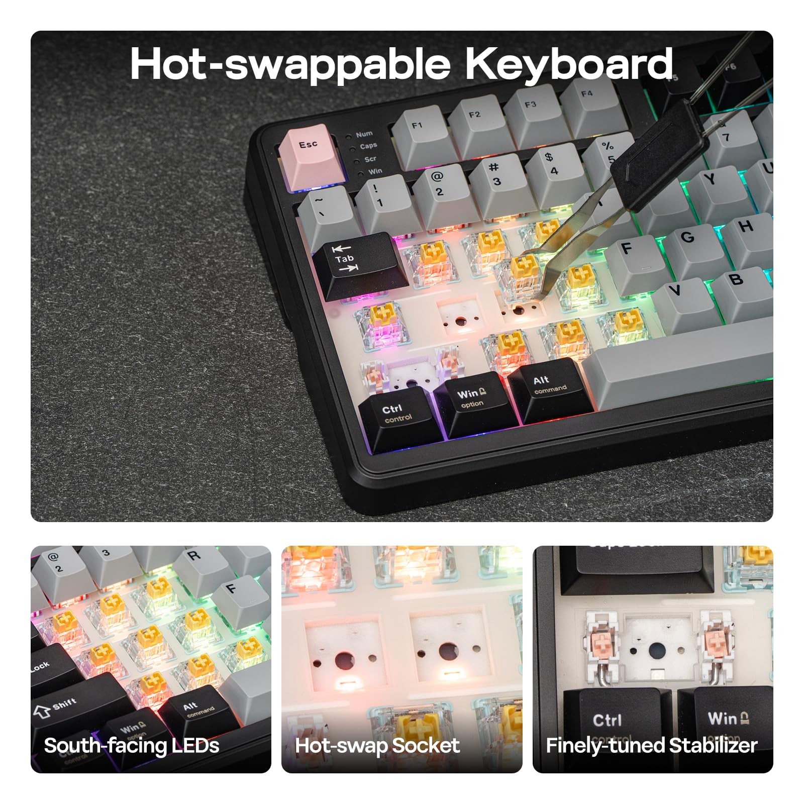 EPOMAKER TH99 PRO 96% Mechanical Keyboard with Screen Sea Salt Silent, Black