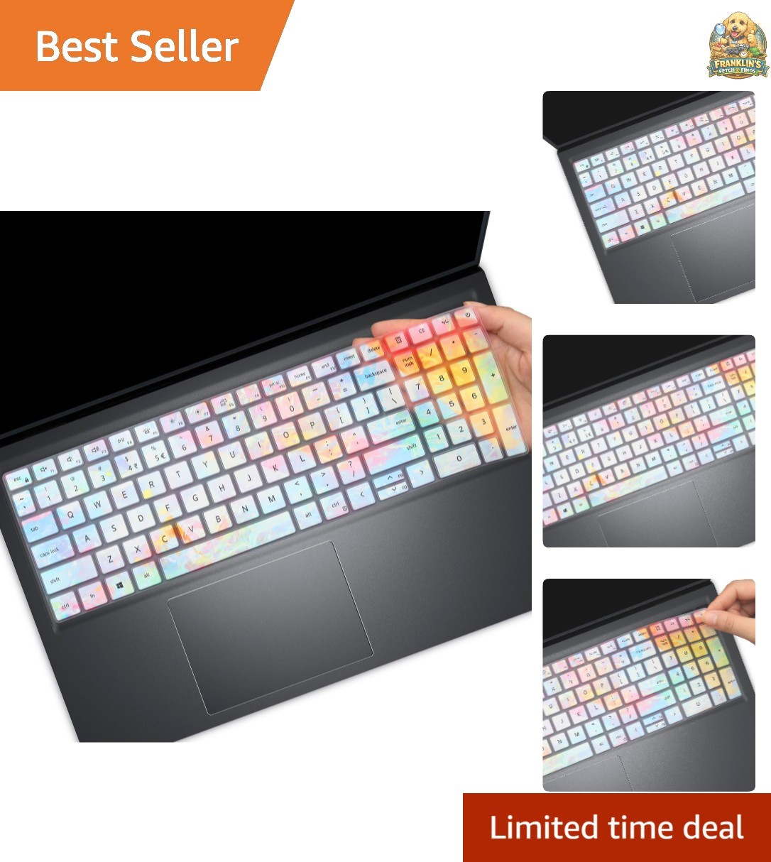 Colorful Keyboard Cover for 2025 Dell 15 Laptop DC15250 DC15255 15.6, Dell In…
