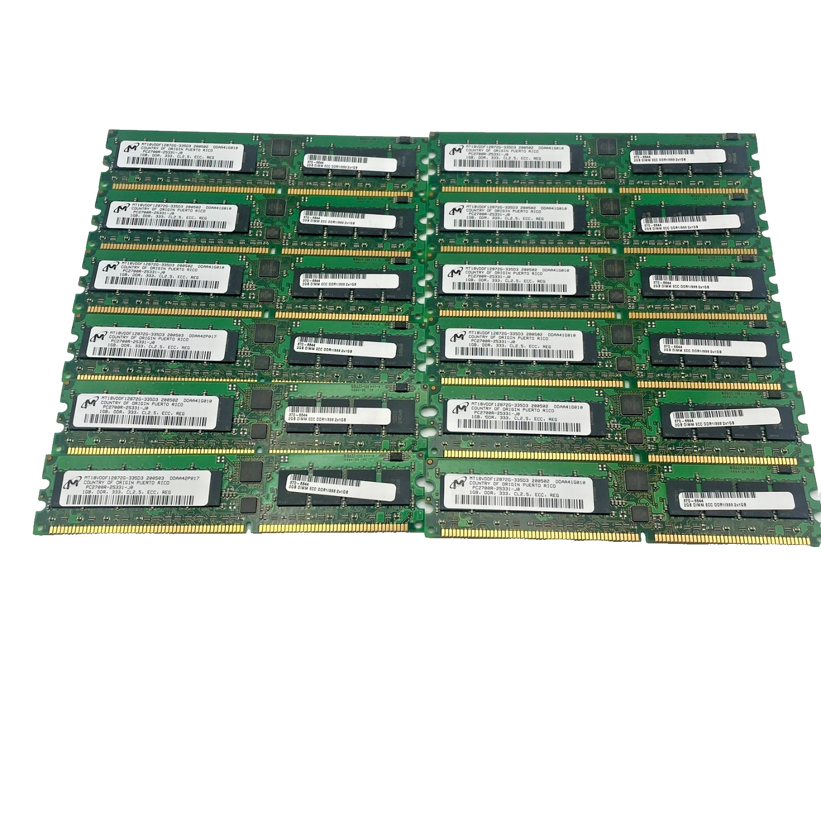 LOT OF 12 x Micron 1GB DDR ECC Registered PC2700R Server RAM MT18VDF12872G-335D3