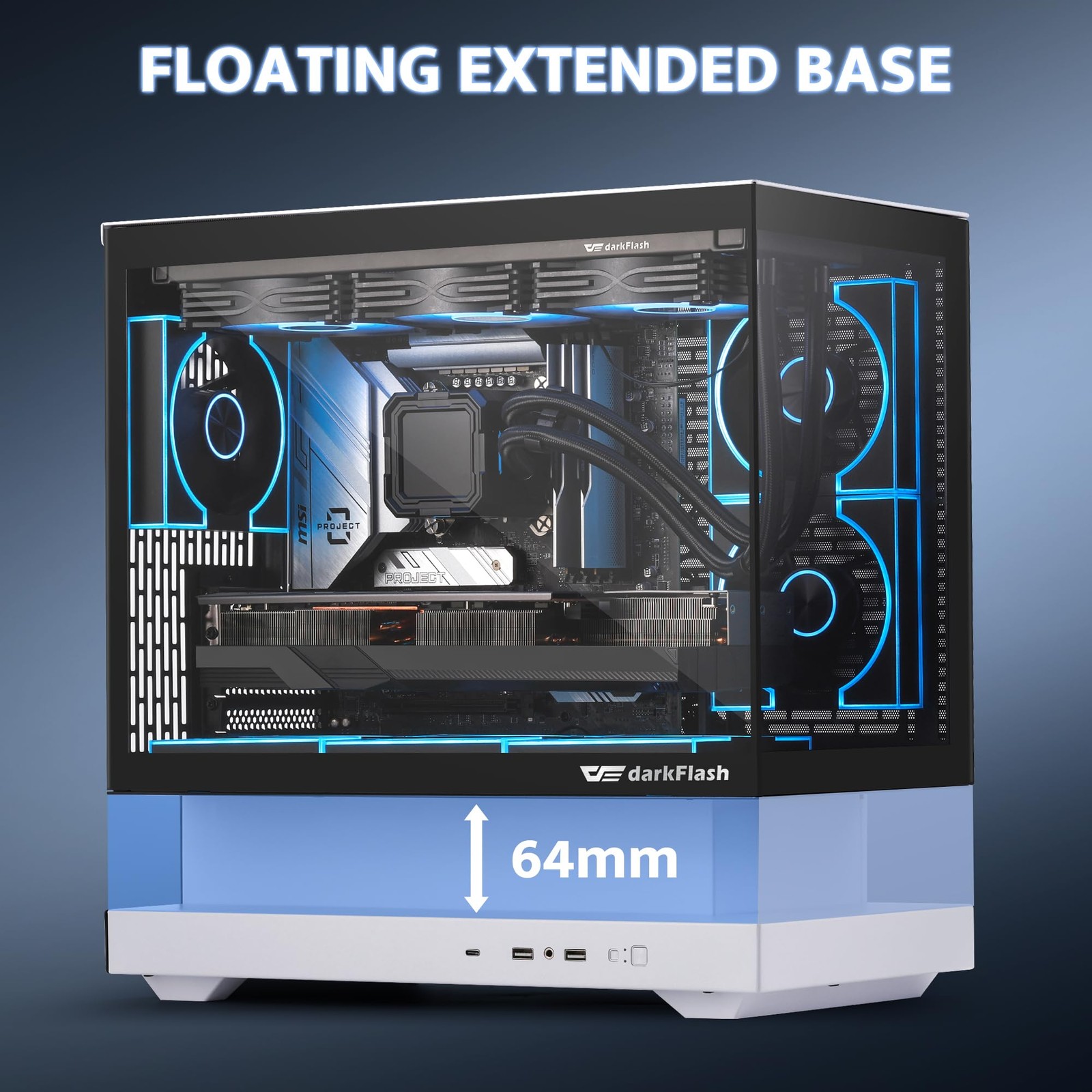 darkFlash FLOATRON F1(2025) Micro-ATX PC Case, 270° Panoramic Floating