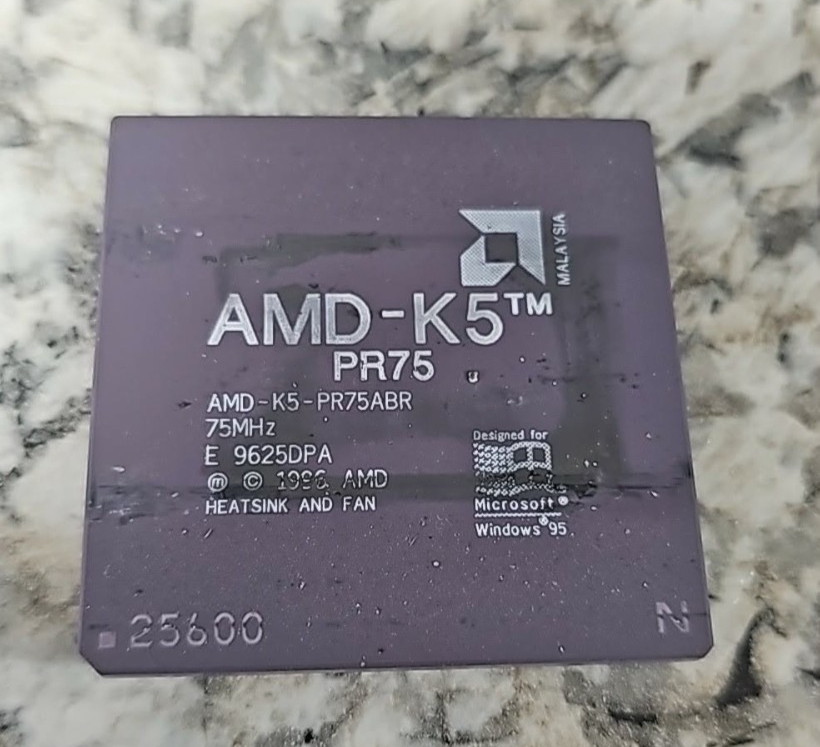 AMD K5 PR75 5×86 Socket 7 CPU 75MHz Vintage Rare Ceramic Processor Big Gold Cap