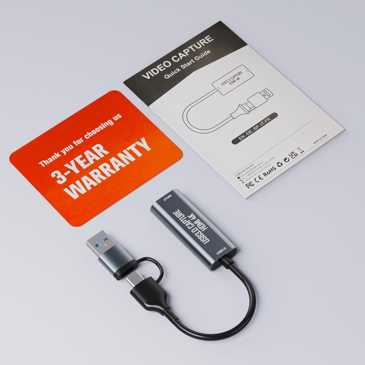 HDMI Capture Card, 4K HDMI to USB/USB-C Capture Device, Video Capture Card