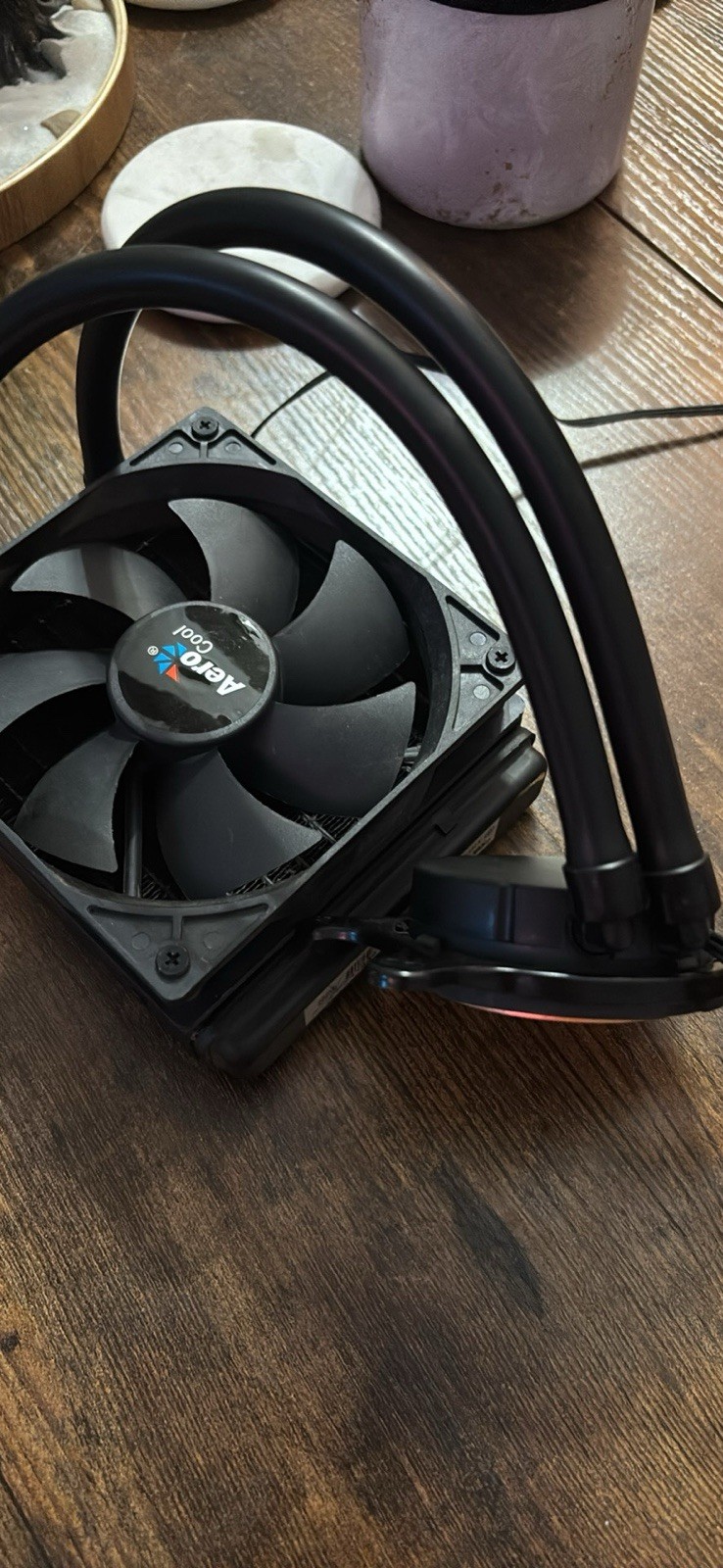 AeroCool Black AIO Liquid CPU Cooler with Radiator, Fan & Tubing