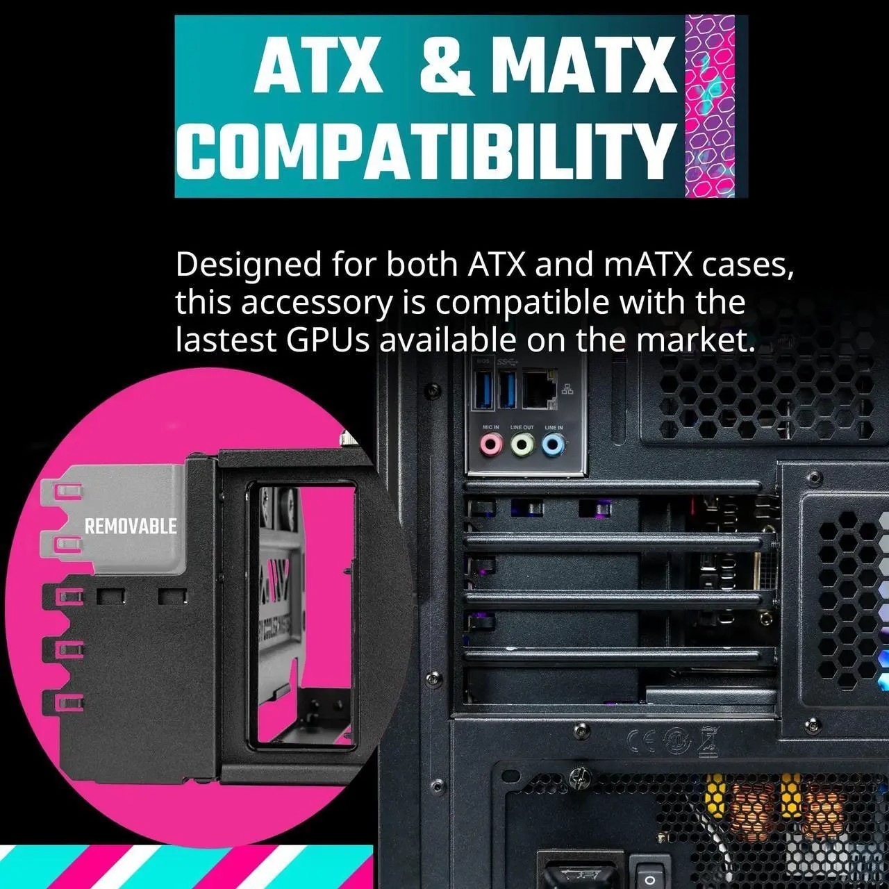 Masteraccessory Vertical GPU Card Holder Kit V3 Black, Premium Riser Cable PCI-