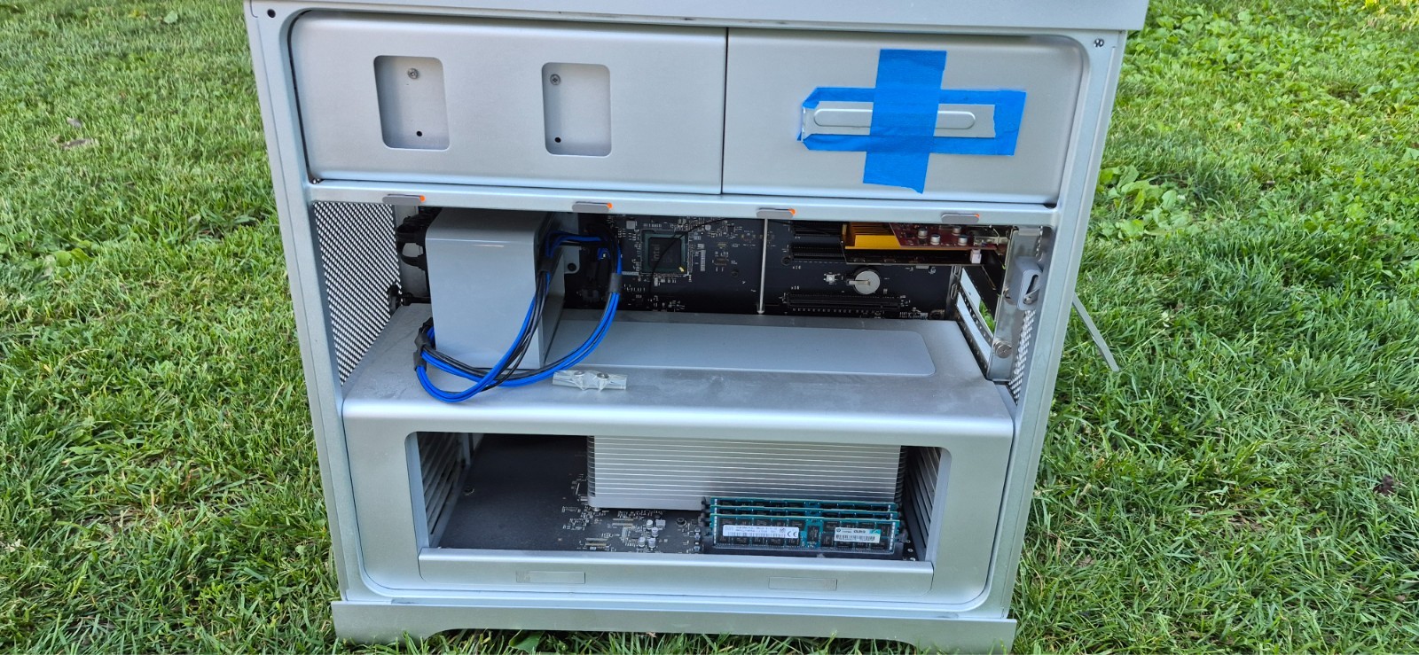 Apple Mac Pro case with some things inside