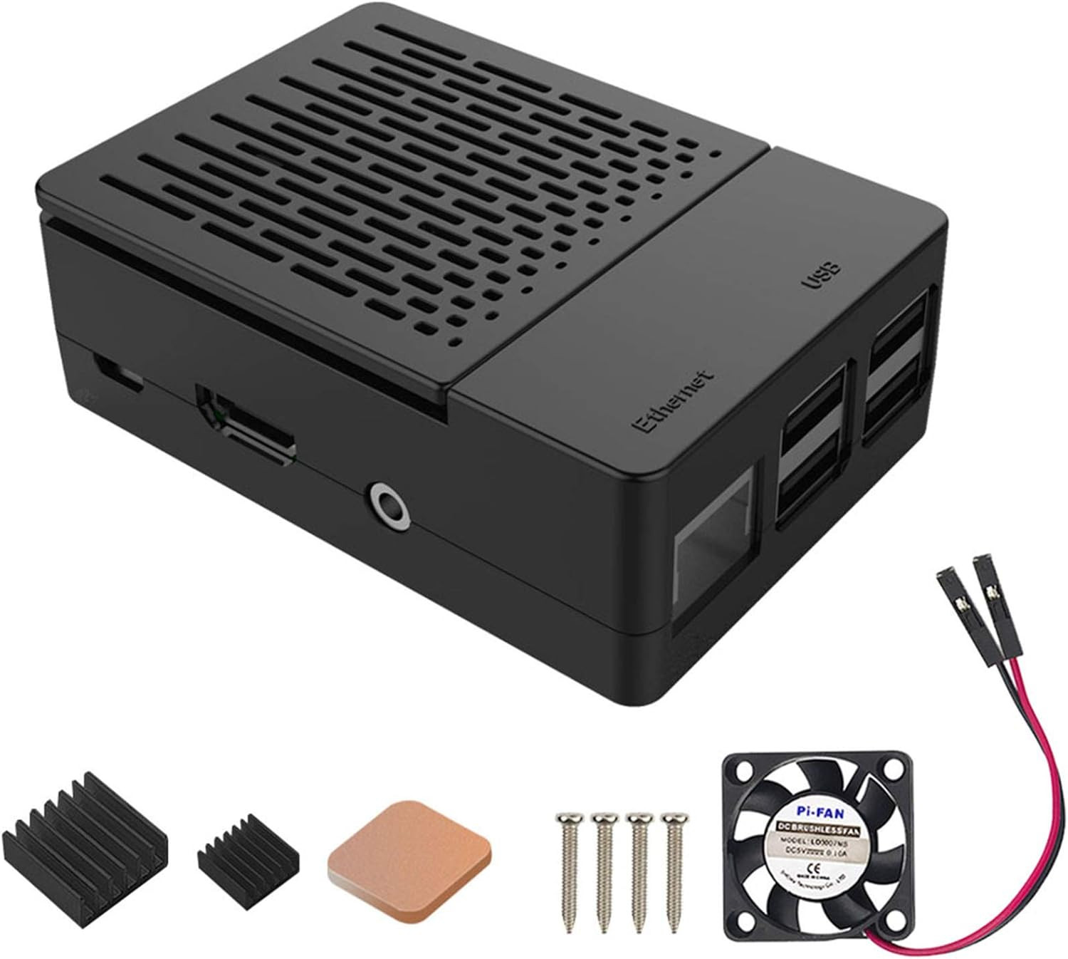 Raspberry Pi 3 B+ Case With Cooling Fan and Heatsink – ABS Case With Simple Remo
