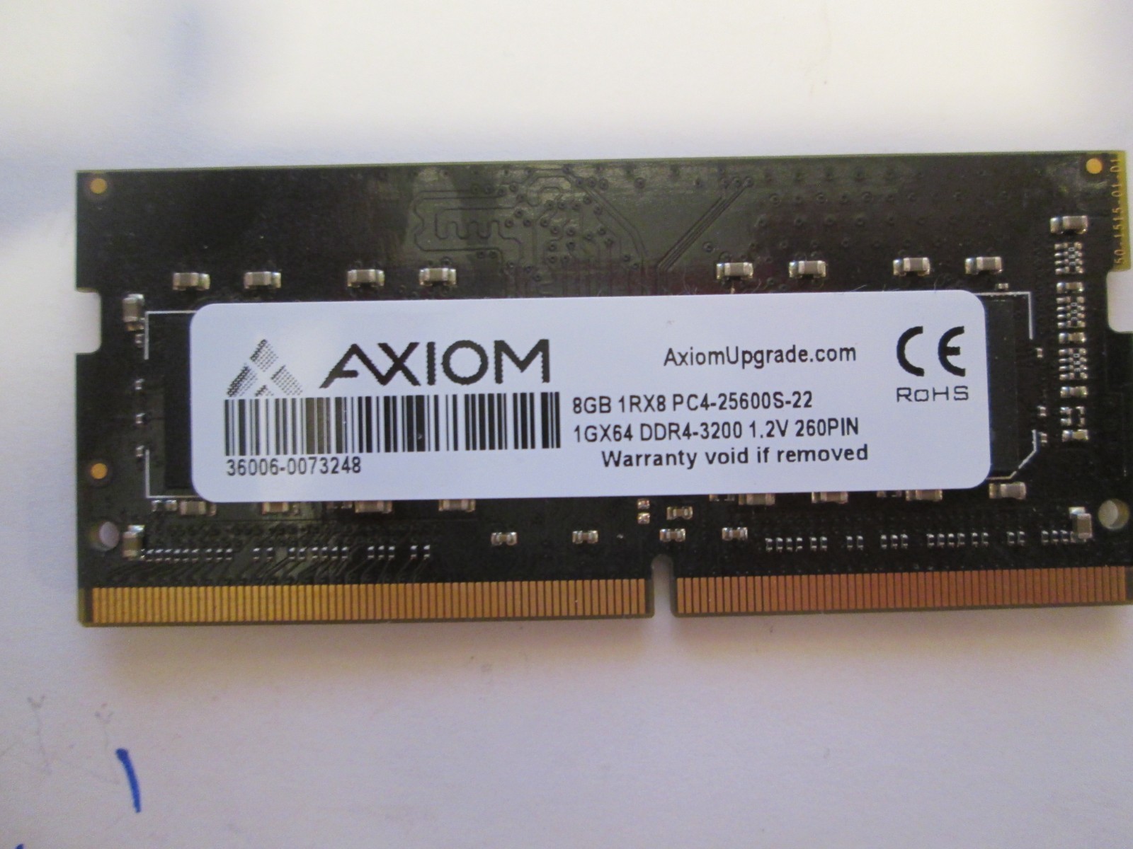 Axiom 8GB 1RX8 PC4-25600S DDR4-3200 Sodimm
