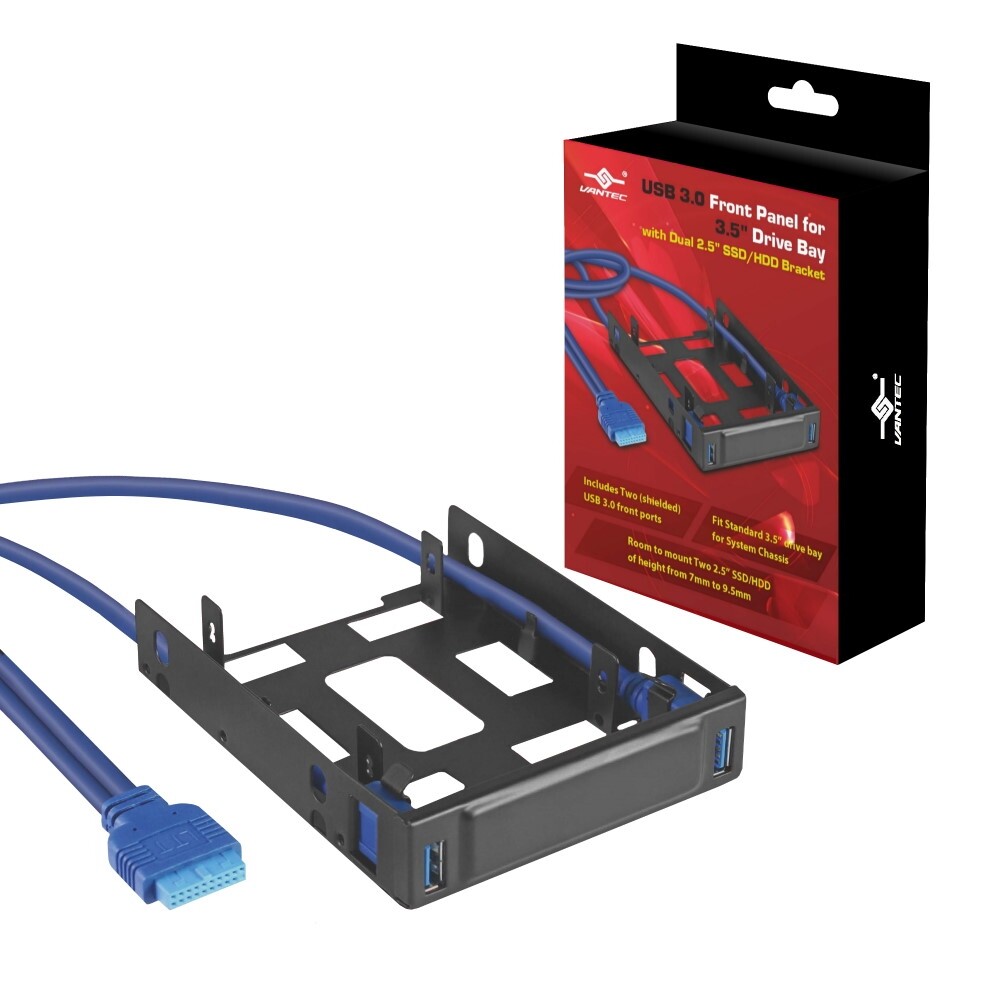 Vantec USB 3.0 Front Panel For 3.5″ Drive Bay With Dual 2.5″ SSD/HDD Bracket