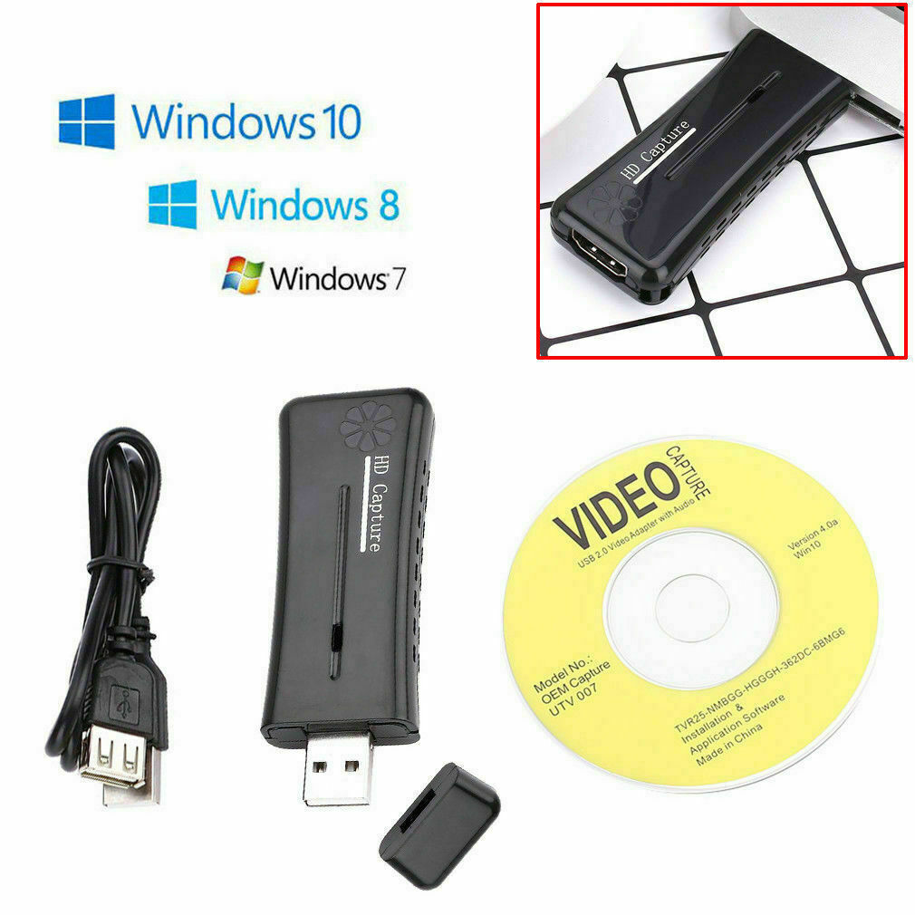USB 2.0 HD Video Capture Card Plug And Play MPEG 1/2/4 Video Recording NEW