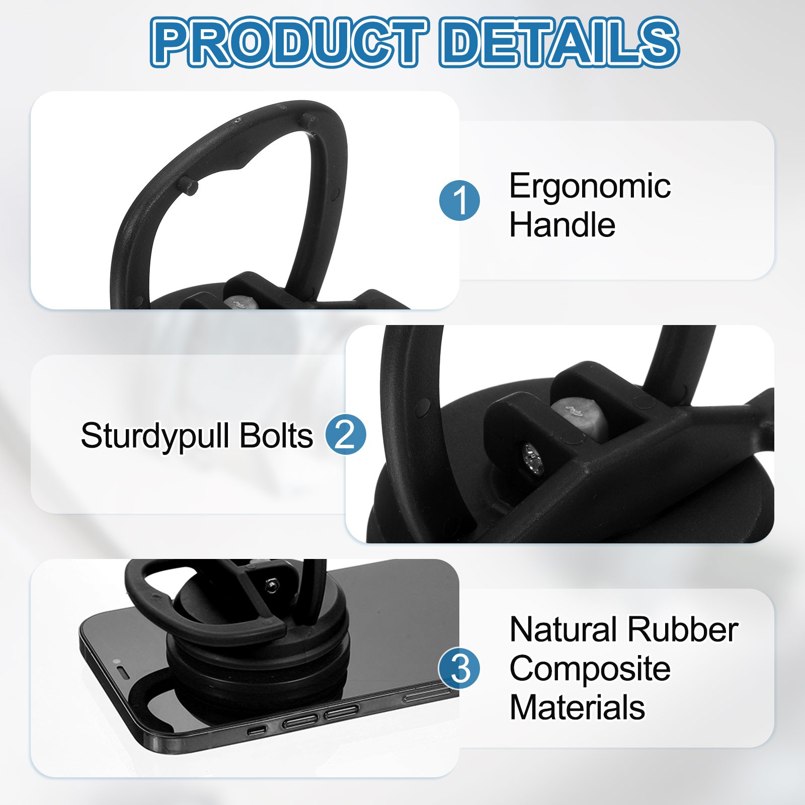 2 Pcs Screen Suction Cup, 2.4″ Screen Repair Suction Cup with Spudger, Black