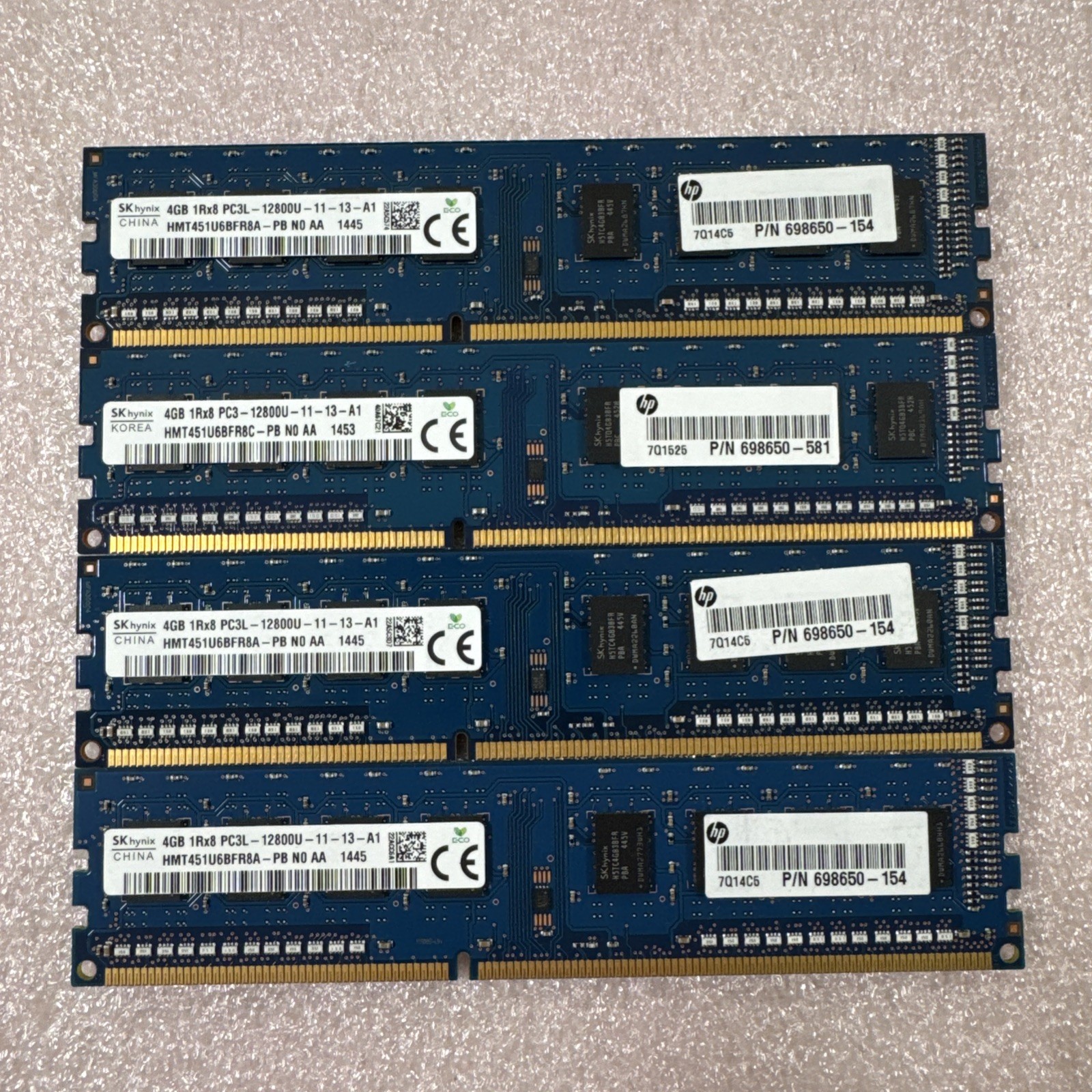 🟦SK Hynix 16GB (4x4GB) 1Rx8 PC3L-12800U COMPUTER RAM MEMORY HMT451U6BFR8A-PB