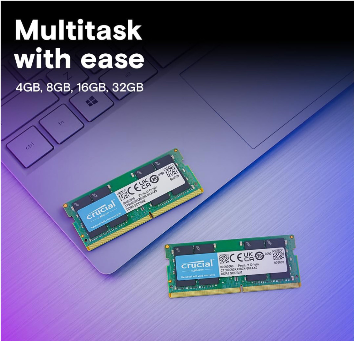 Crucial 32GB KIT 2 x 16GB DDR4 3200MHz PC4-25600 SODIMM Memory CT2K16G4SFRA32A