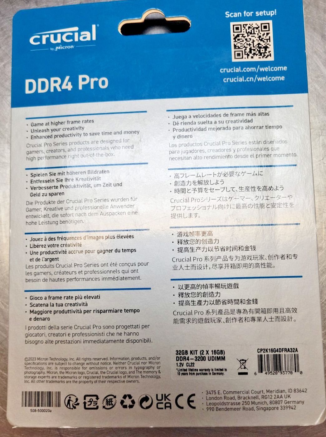 Crucial Pro 32GB (2 x 16GB) 288-Pin PC RAM DDR4 3200 (PC4 25600) Desktop Memory
