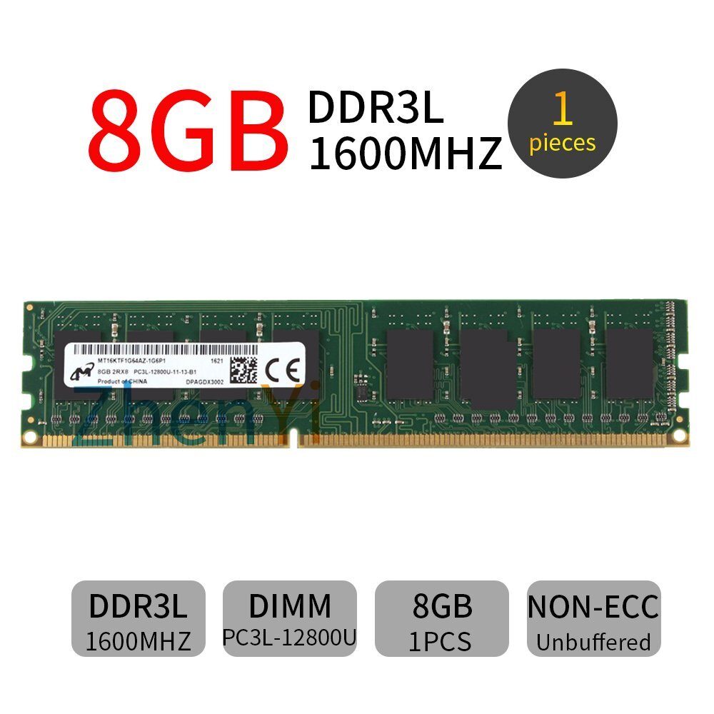 8GB DDR3L 1600MHz PC3L-12800U 1.35V 240Pin DIMM Desktop PC Memory SDRAM