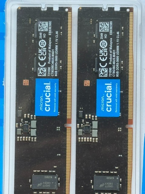 Crucial 16GB kit (8×2) DDR5 – 5600 UDIMM CT2K8G56C46U5