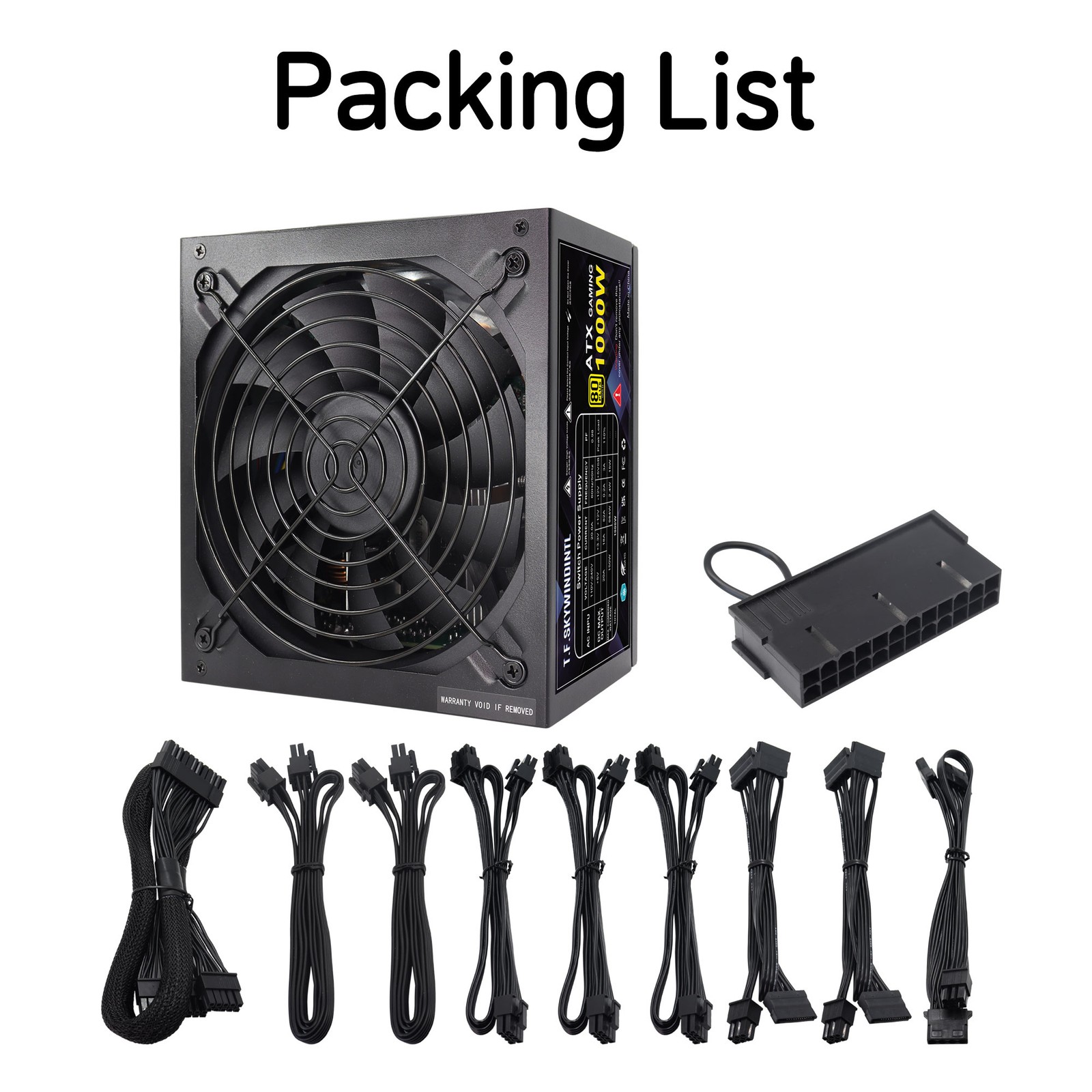 1000W Modular Power Supply 80+ Gold Gaming ATX PSU, ATX 3.0, Active PFC