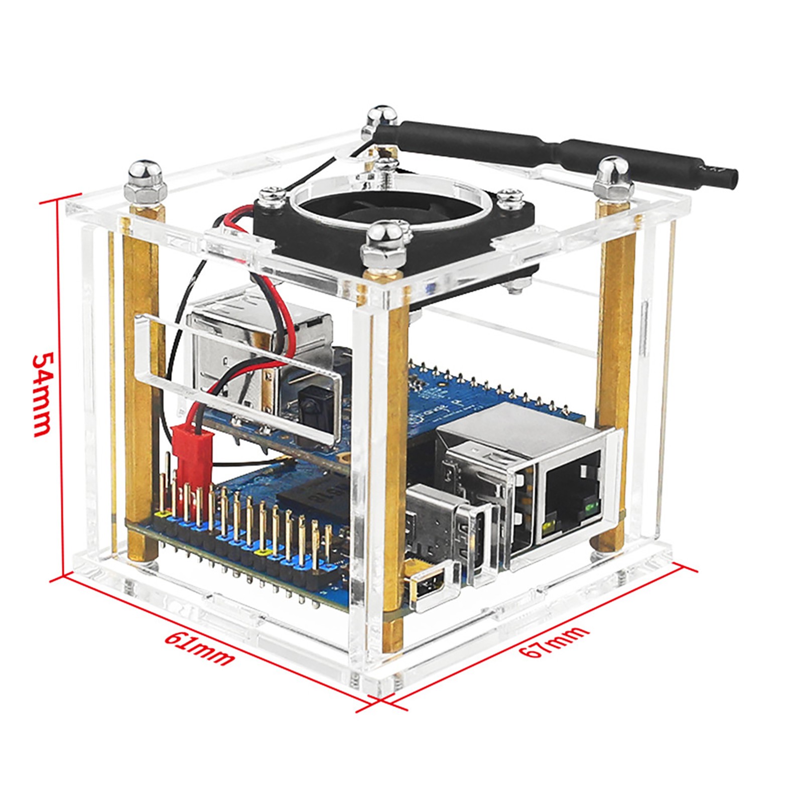 Acrylic Enclosure Clear Shell Case Part W/ Cooling Fan For Orange Pi Zero 3