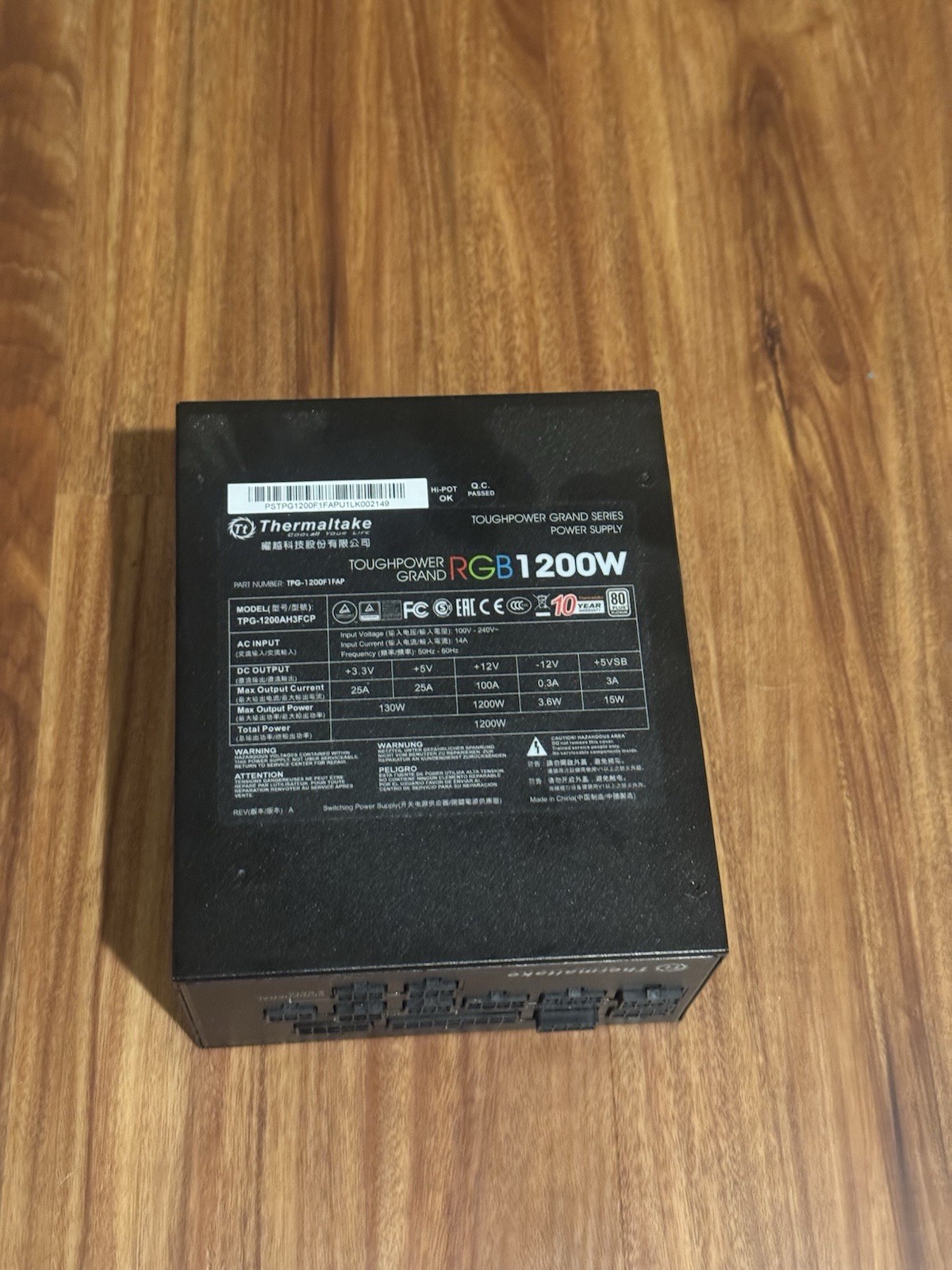 Thermaltake ToughPower Grand RGB 1200W 80+ Platinium AC Power | TPG-1200AH3FCP