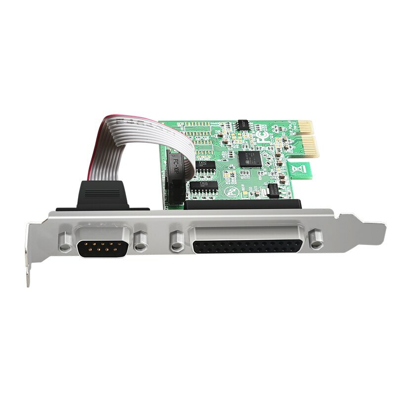 RS-232 Serial Port & DB25 Printer Parallel Port to PCI-E Card Adapter