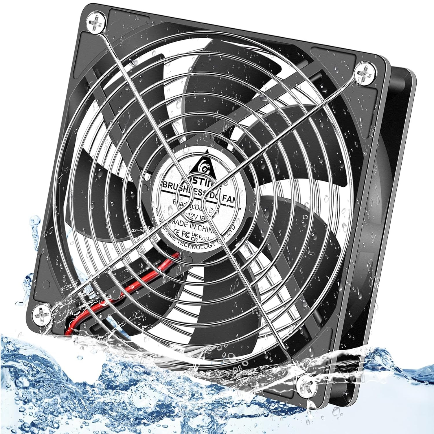 120Mm X 25Mm 12V DC IP67 Waterproof Fan High Speed Dual Ball Bearing Brushless C