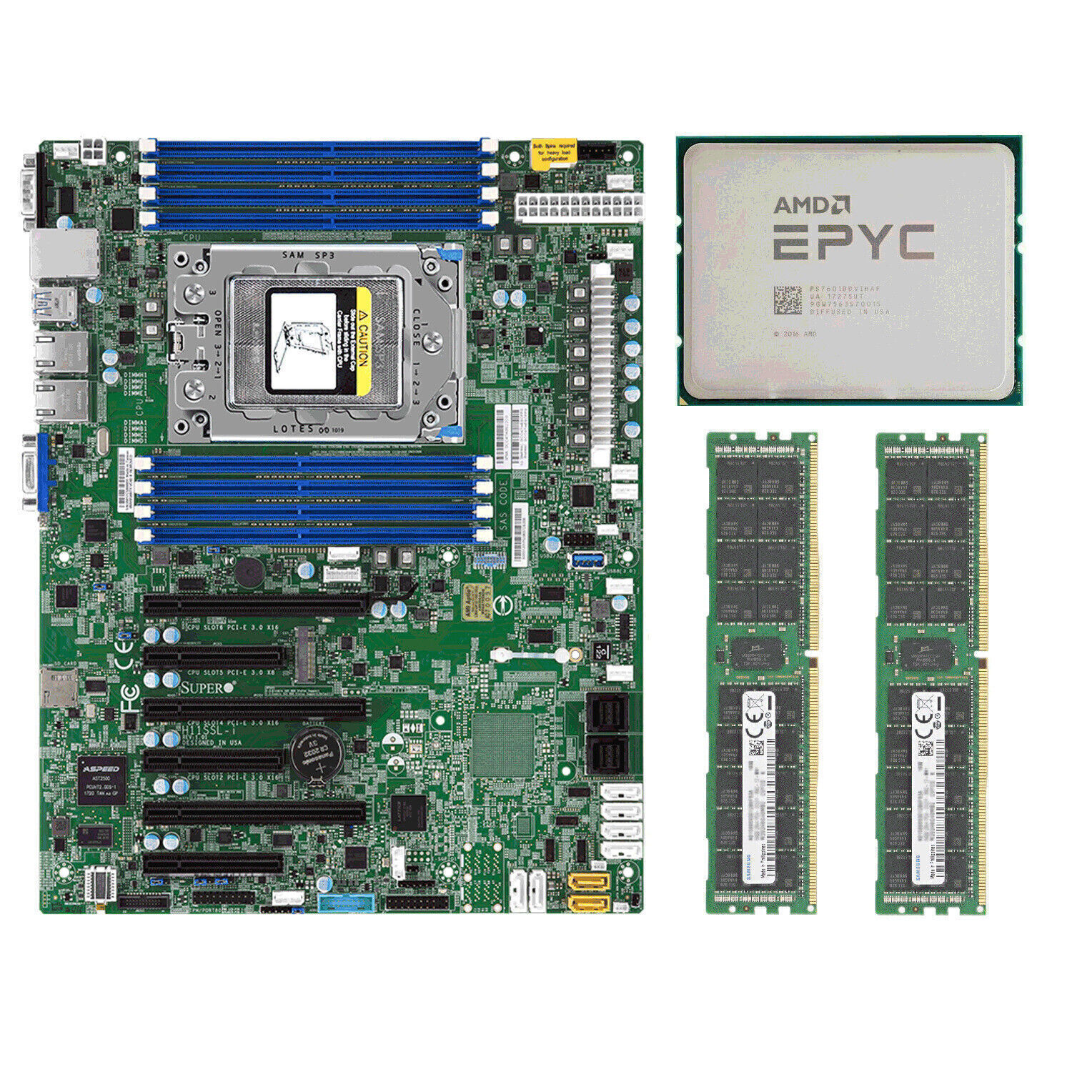 Supermicro H11SSL-i + AMD EPYC 7551P + 2x Samsung 16GB 32GB 64GB 2666V ECC RAM