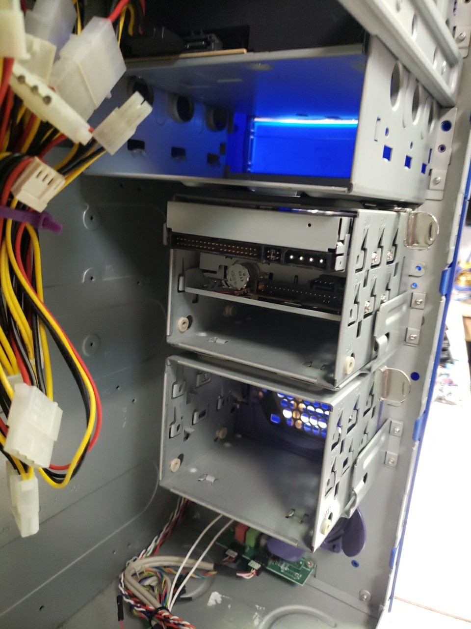 Classic TOWER COMPUTER CASE blue with 300w power supply & extras free ship
