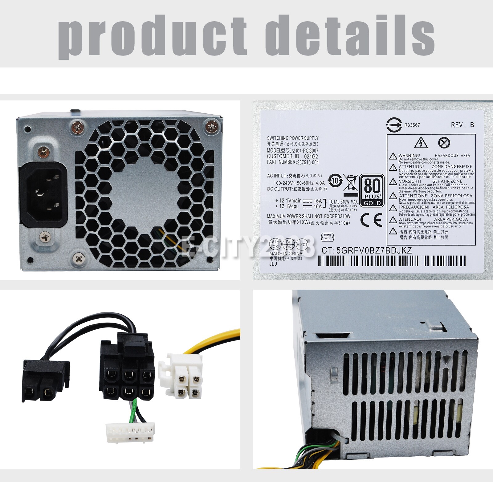 901772-004 For HP ProDesk 280 288 G3 310W PSU DPS-310AB-1A PCG007 Power Supply