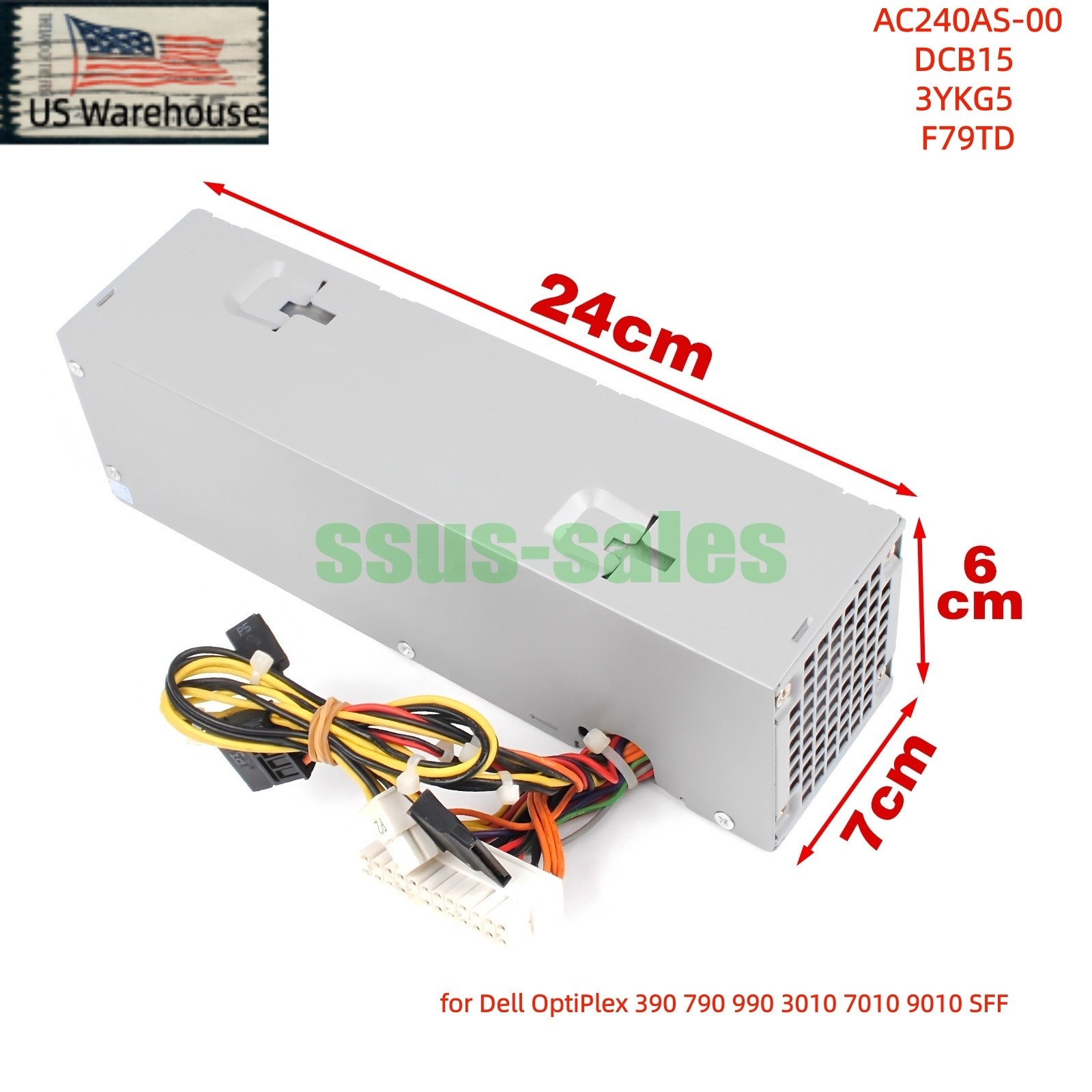 240W Power Supply AC240AS-00 DCB15 3YKG5 F79TD for Dell 390 790 990 3010 SFF NEW