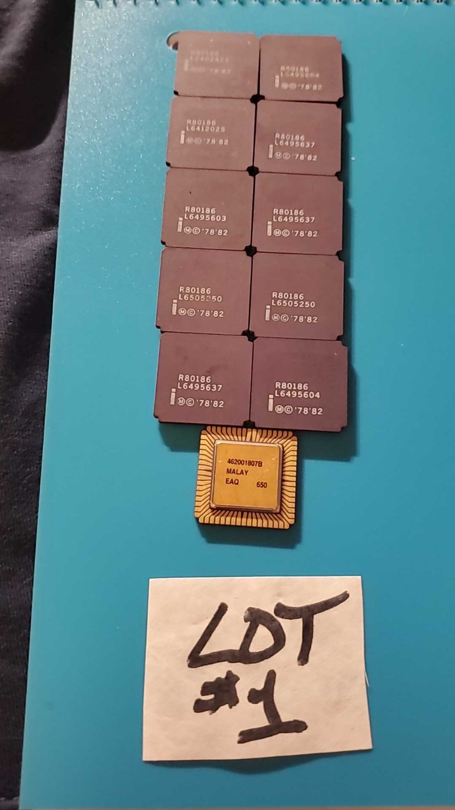 11 CPU Intel i186, R80186 Gold Cap, 68 Leg, 1978-82 Ceramic, Gold Scrap Refining