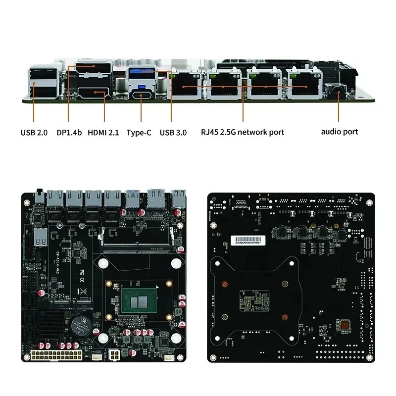 Intel i3-N305 NAS Motherboard 6-Bay 4x i226-V 2.5G 2*NVMe DDR5 Mini ITX Router