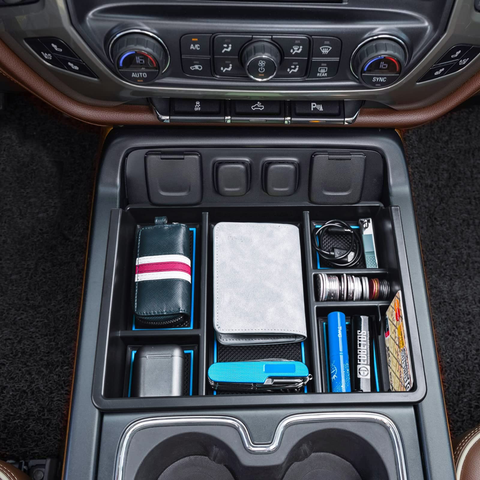 Center Console Organizer Tray Compatible with Chevy Silverado 1500/2500HD 2014-2