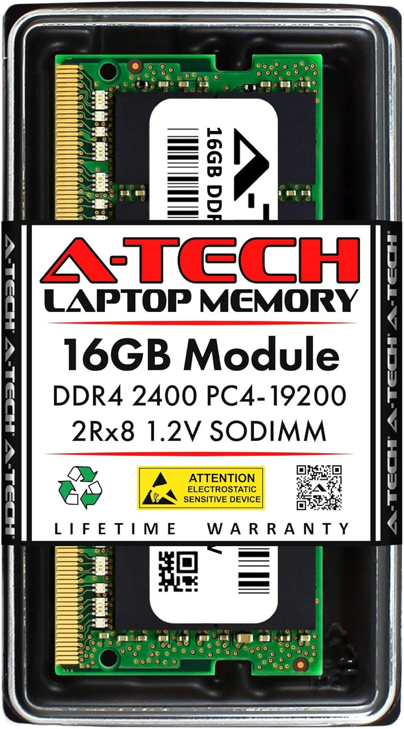 16GB DDR4 2400 Mhz SODIMM PC4-19200 (PC4-2400T) CL17 2Rx8 Non-Ecc Laptop RAM Mem