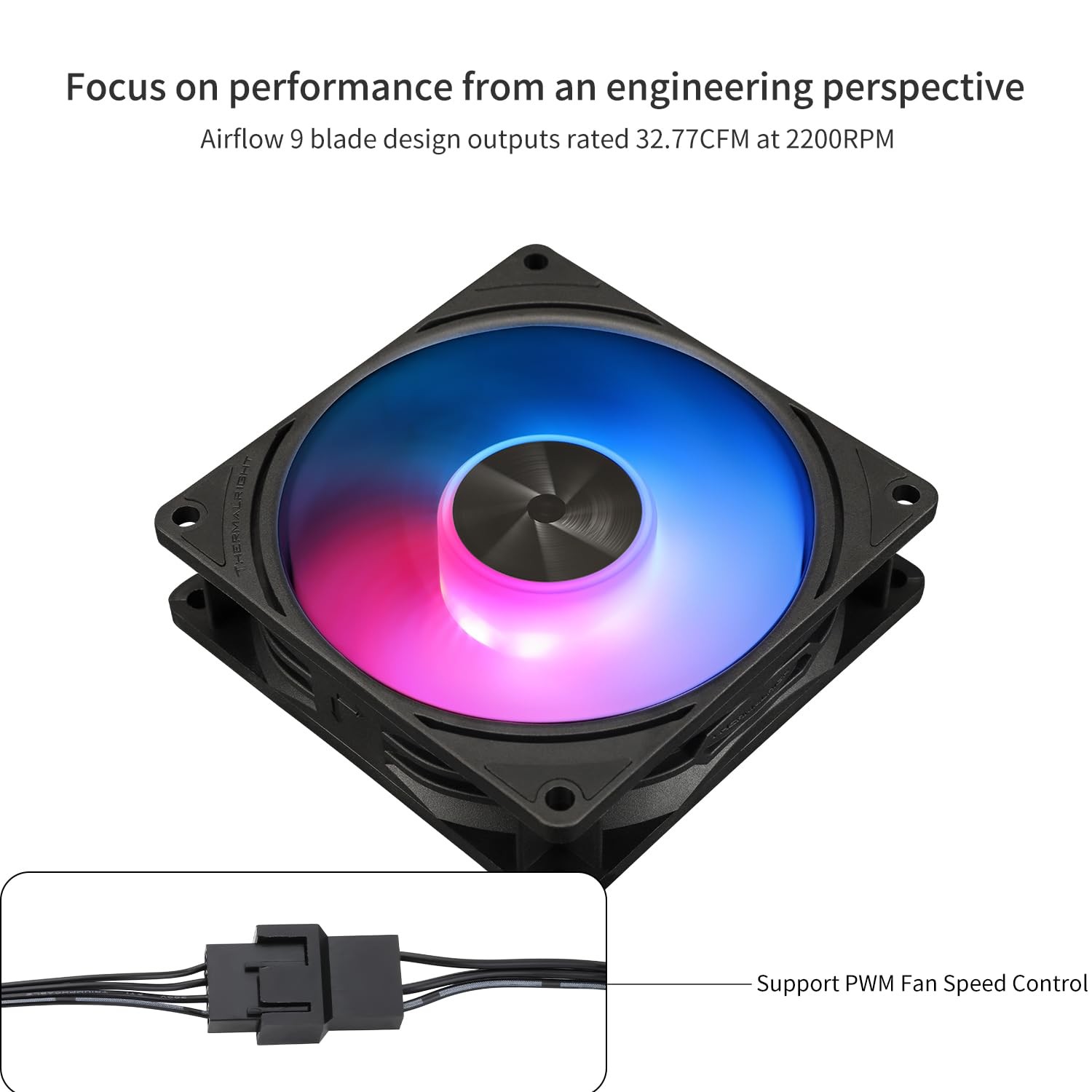 Thermalright TL-P9-S CPU Fan ARGB,PC Case Quiet 4PIN PWM TL-P9-S, BLACK
