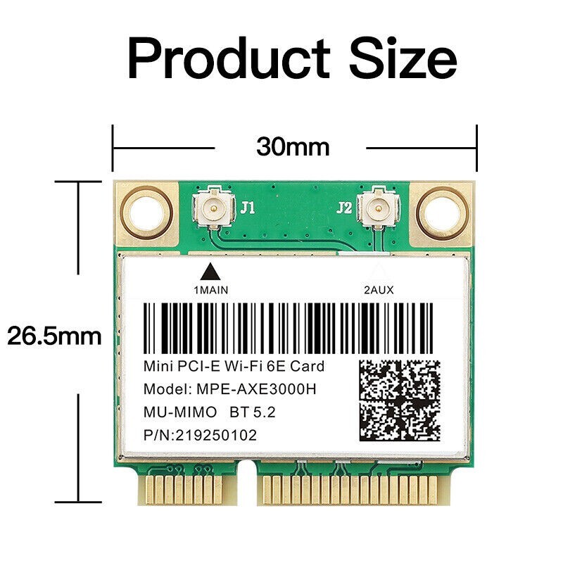 WiFi 6E Wireless Card Mini PCI-E MPE-AXE3000H Tri-Band 802.11AX BT5.2 PC Adapter