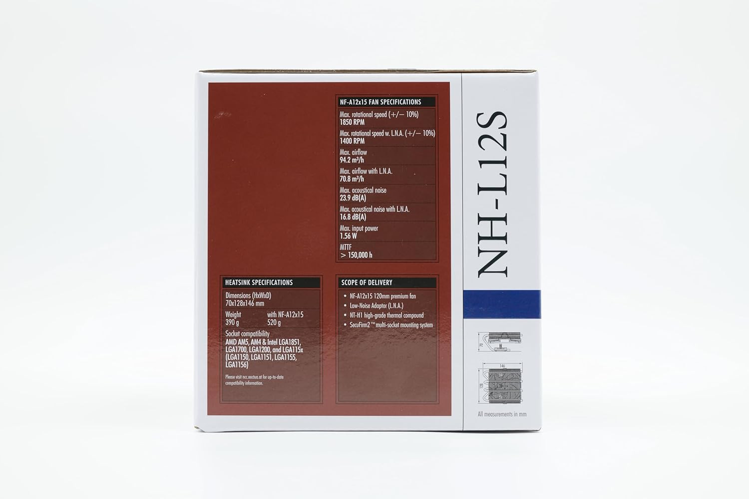 Noctua NH-L12S, Premium Low Profile CPU Cooler with Quiet 120Mm PWM Fan (Brown)