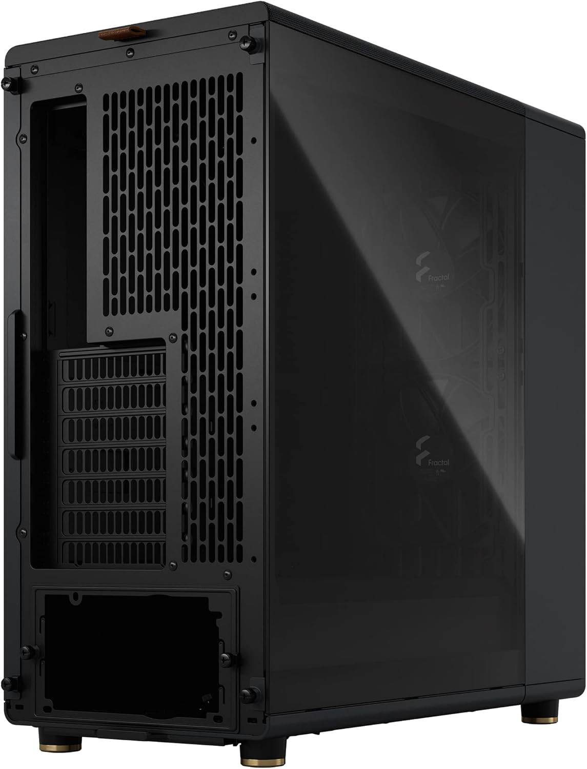 North Charcoal Black Tempered Glass ATX Gaming Case with Walnut Front & Fans