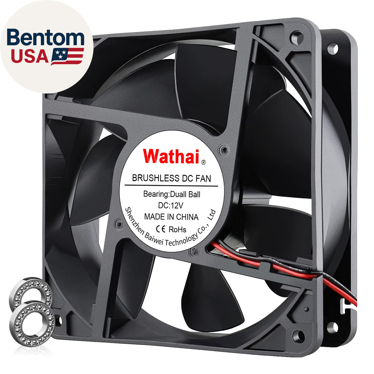 120Mm X120 X 38Mm 12V 2Pin Dual Ball 12Cm Industrial Cooling Fan High Airflow