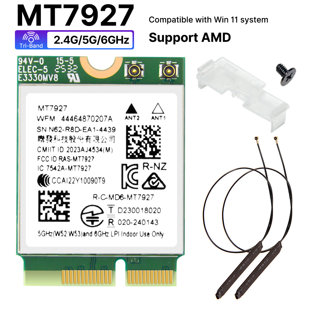 MT7927 Wi-Fi 7 Bluetooth 5.4 M.2 2230 Card 802.11be Tri-Band for PC Win11/Linux